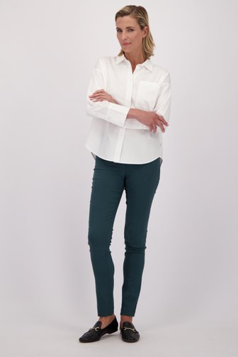 Le devant de Pantalon stretch vert à taille élastique de Claude Arielle pour Femmes
