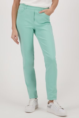 Pantalon vert clair en stretch à taille élastiquée de Claude Arielle pour Femmes
