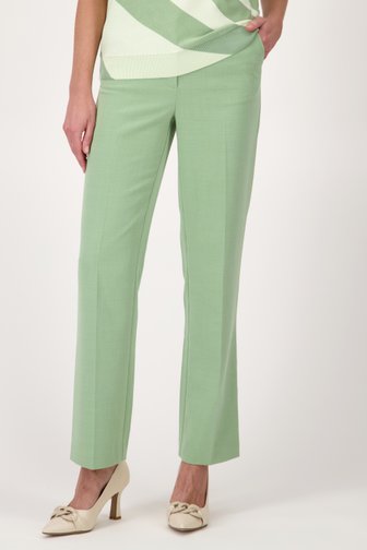 Le devant de Pantalon vert clair en tissu texturé de Claude Arielle pour Femmes
