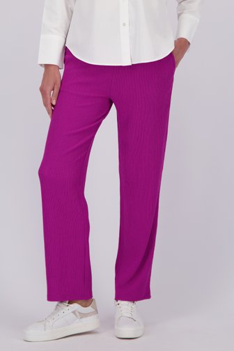 Pantalon violet texturé avec taille élastique de Claude Arielle pour Femmes
