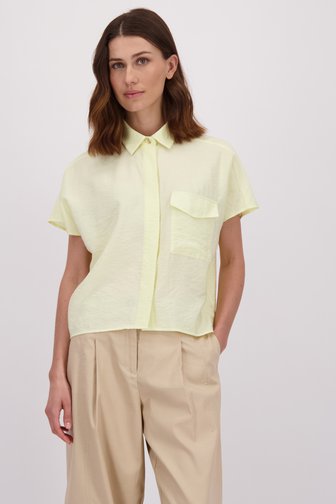 Voorkant van Pastelgele blouse met korte mouw door LŌVING voor Dames
