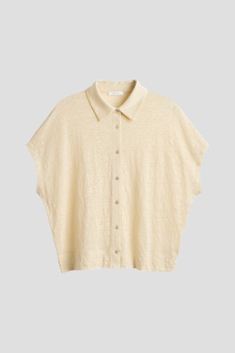 Voorkant van Pastelgele cardigan met korte mouwen door Opus voor Dames