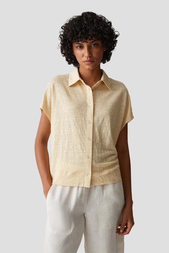 Voorkant van Pastelgele cardigan met korte mouwen door Opus voor Dames