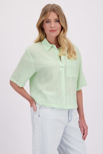 Voorkant van Pastelgroene blouse met korte mouwen door Libelle voor Dames