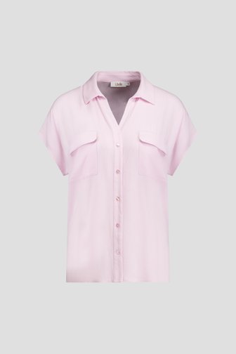 Voorkant van Pastelroze blouse met korte mouwen  door Libelle voor Dames