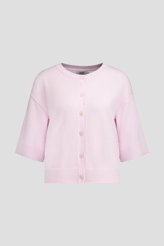 Voorkant van Pastelroze cardigan met 3/4 mouwen  door Libelle voor Dames