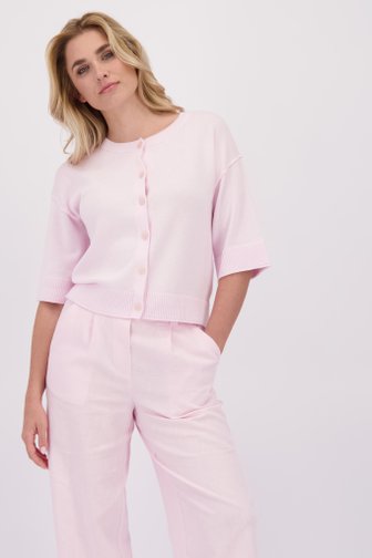 Voorkant van Pastelroze cardigan met 3/4 mouwen  door Libelle voor Dames