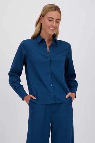 Voorkant van Petrolblauwe blouse met lange mouwen door Liberty Island voor Dames