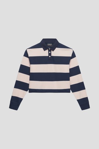 Le devant de Polo à rayures navy et blanc de Superdry pour Femmes