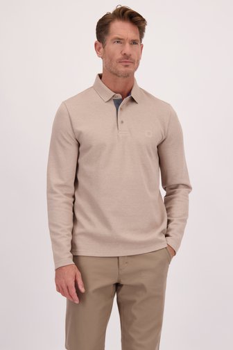 Le devant de Polo beige à manches longues  de Dansaert Blue pour Hommes