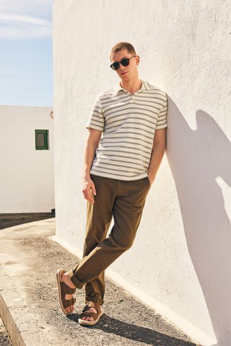 Polo beige en maille texturée à rayures	 de ONLY & SONS pour Hommes