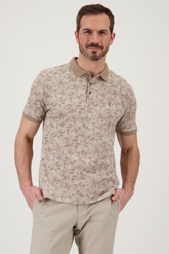 Polo beige-marron à imprimé floral de Upper East pour Hommes