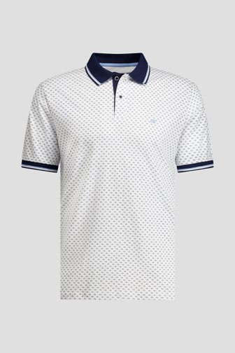 Le devant de Polo blanc à fine print bleue de Dansaert Blue pour Hommes