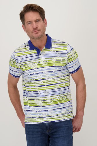 Polo blanc à imprimé bleu-vert de Dansaert Blue pour Hommes