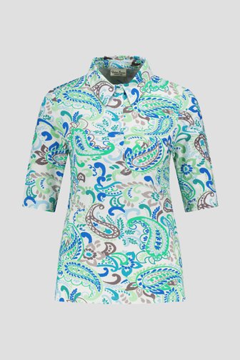 Polo blanc à imprimé cachemire et fleurs de Barbara Lebek pour Femmes
