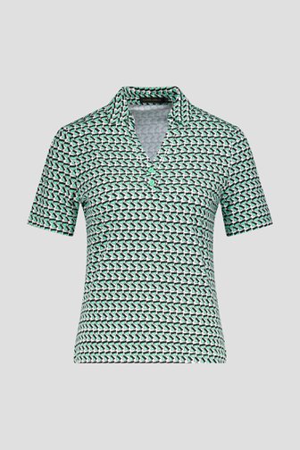 Polo blanc à imprimé de triangles verts de Claude Arielle pour Femmes