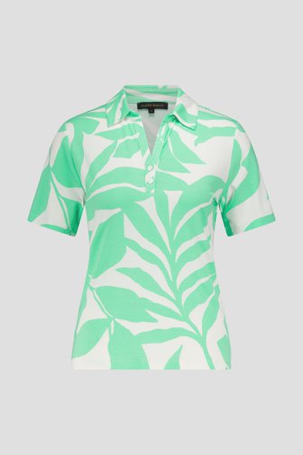 Polo blanc à imprimé feuillage vert de Claude Arielle pour Femmes