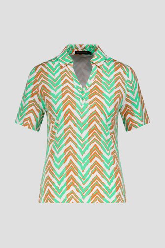 Polo blanc à imprimé orange et vert de Claude Arielle pour Femmes