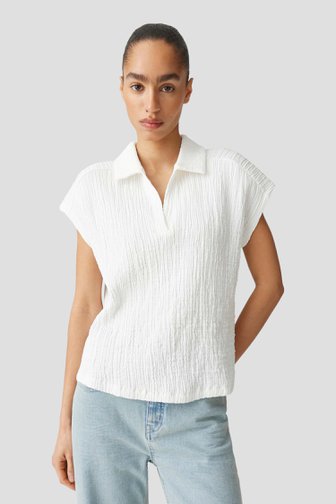 Le devant de Polo blanc texturé de Opus pour Femmes