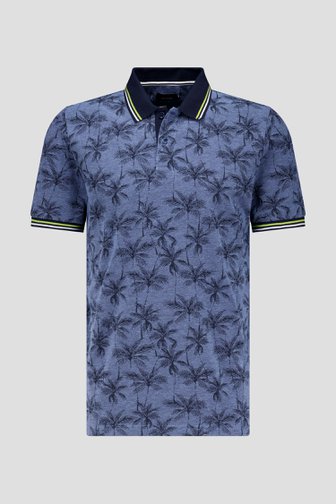 Le devant de Polo bleu à imprimé palmier de Dansaert Blue pour Hommes