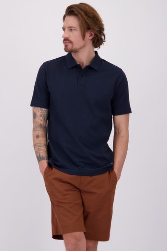 Le devant de Polo bleu à manches courtes en tissu structuré de Ravøtt pour Hommes