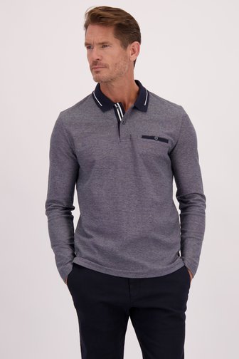 Le devant de Polo bleu à manches longues de Dansaert Blue pour Hommes