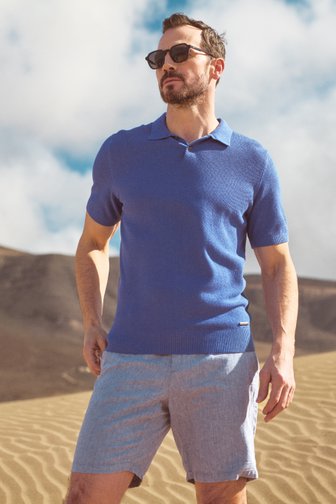 Polo bleu à texture gaufrée de Upper East pour Hommes