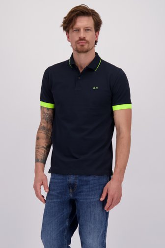 Le devant de Polo bleu avec accent vert fluo de Sun68 pour Hommes