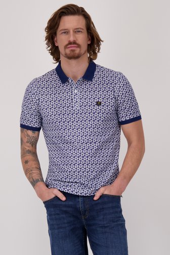 Polo bleu avec motif de feuilles fines de Ravøtt pour Hommes