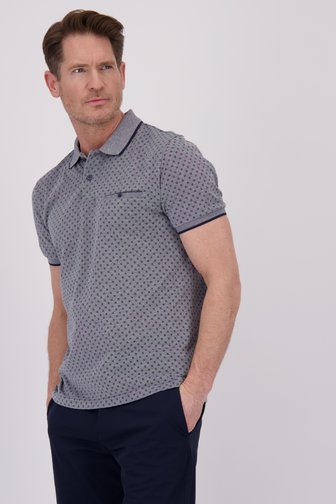 Polo bleu-blanc mélangé avec imprimé bleu foncé de Dansaert Blue pour Hommes