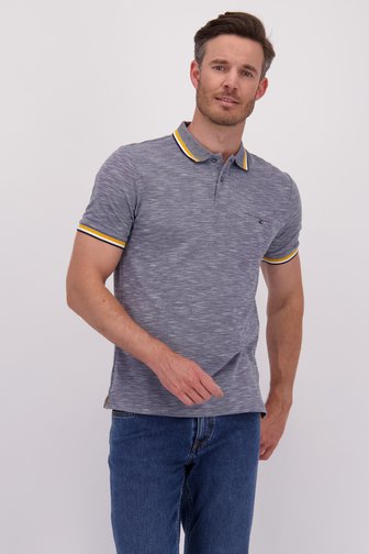 Polo bleu chiné avec accents jaunes de Dansaert Blue pour Hommes