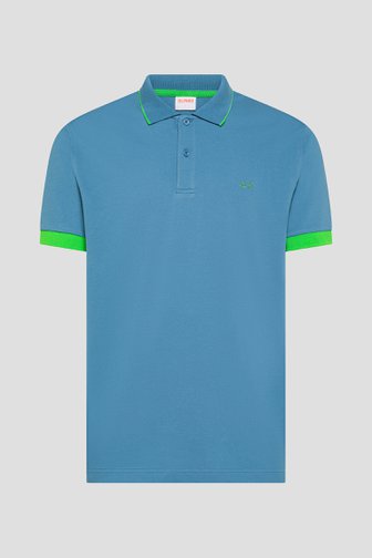 Le devant de Polo bleu clair avec accent vert fluo de Sun68 pour Hommes