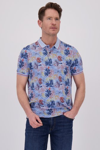 Polo bleu clair avec imprimé de feuilles de Dansaert Blue pour Hommes