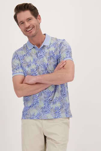Polo bleu clair avec imprimé feuillage de Dansaert Blue pour Hommes
