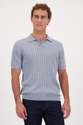 Le devant de Polo bleu en maille à manches courtes de Upper East pour Hommes