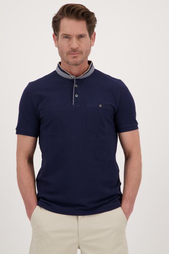 Polo bleu foncé à col rond	 de Dansaert Blue pour Hommes