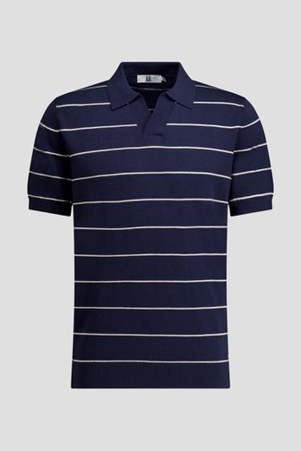 Photo produit 1 de Polo bleu foncé à motif rayé blanc de Upper East pour Hommes