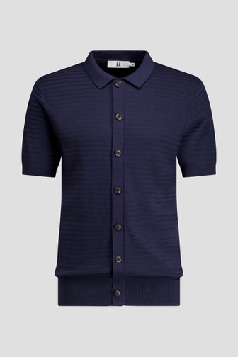 Le devant de Polo bleu foncé à rayures de Upper East pour Hommes