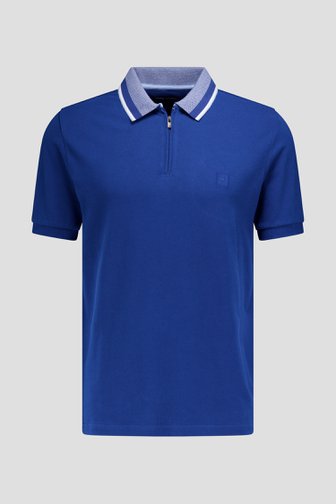 Photo produit 1 de Polo bleu foncé avec fermeture zippée courte de Dansaert Blue pour Hommes