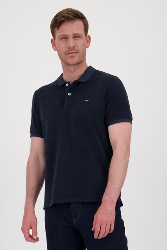 Polo bleu foncé en tissu éponge, male, Marque: Ravøtt