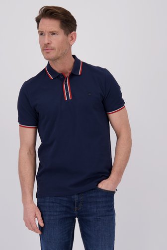 Polo bleu marine avec accent rouge de Dansaert Blue pour Hommes