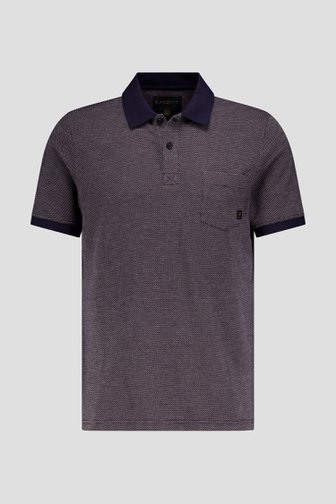 Polo bleu marine avec motif fin blanc-orange de Ravøtt pour Hommes