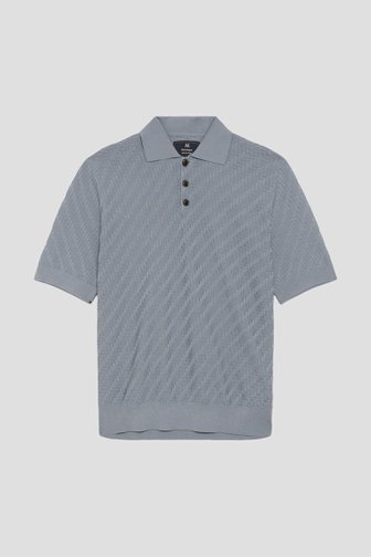 Le devant de Polo bleu texturé de Matinique pour Hommes