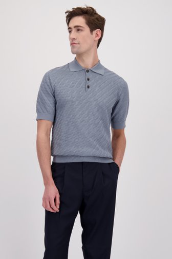 Le devant de Polo bleu texturé de Matinique pour Hommes