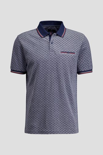Le devant de Polo bleue avec motif et détails blanc-brun de Dansaert Blue pour Hommes