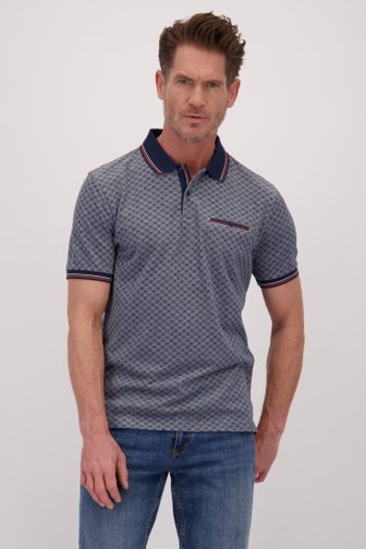 Le devant de Polo bleue avec motif et détails blanc-brun de Dansaert Blue pour Hommes