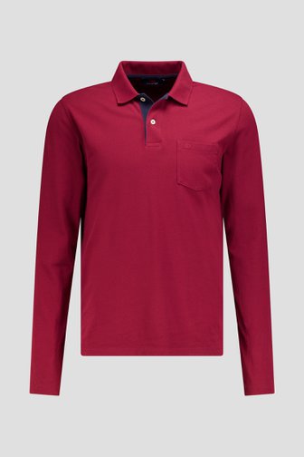 Le devant de Polo bordeaux à manches longues de Dansaert Blue pour Hommes