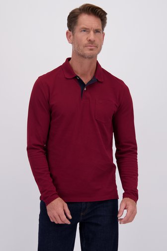 Le devant de Polo bordeaux à manches longues de Dansaert Blue pour Hommes