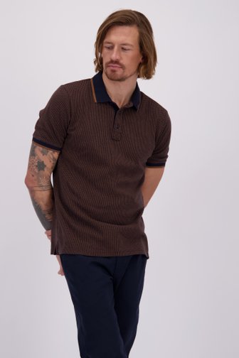 Le devant de Polo brun à carreaux de Ravøtt pour Hommes