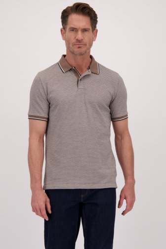 Le devant de Polo brune avec motif bleu-blanc de Dansaert Blue pour Hommes